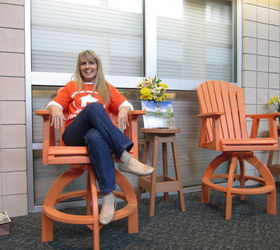 2012 collection from berlin gardens check out these cool adirondack chairs that are, painted furniture, Pam Farrar from T M developments checking out the chair