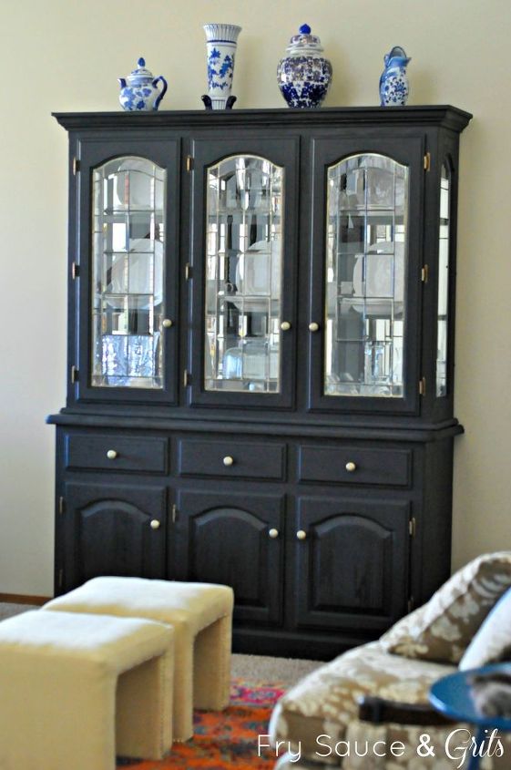 china hutch makeover with miss mustard seed milk paint, home decor, painted furniture