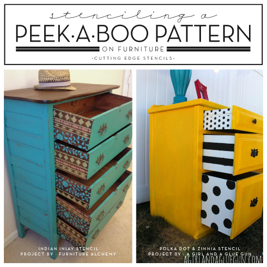 stenciling a peek a boo pattern on furniture, painted furniture