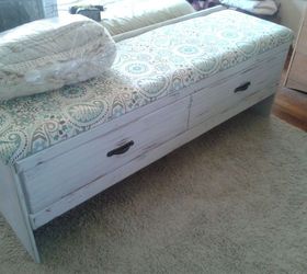 old hotel credenza made into entryway or bed bench, painted furniture, repurposing upcycling, The End