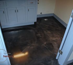 designer metallic epoxy garage floor, flooring, garages, painting, Small bathroom and storage closet