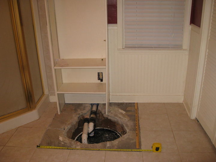 i have a sewage ejector pump that was buried below the floor in the basement it, Hole in basement floor