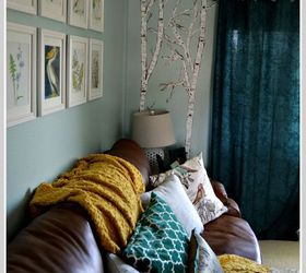 a birch tree mural on a gloomy day, home decor, living room ideas, paint colors, painting, wall decor
