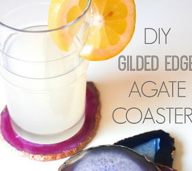 how to make gilded edge agate coasters, crafts, terrarium