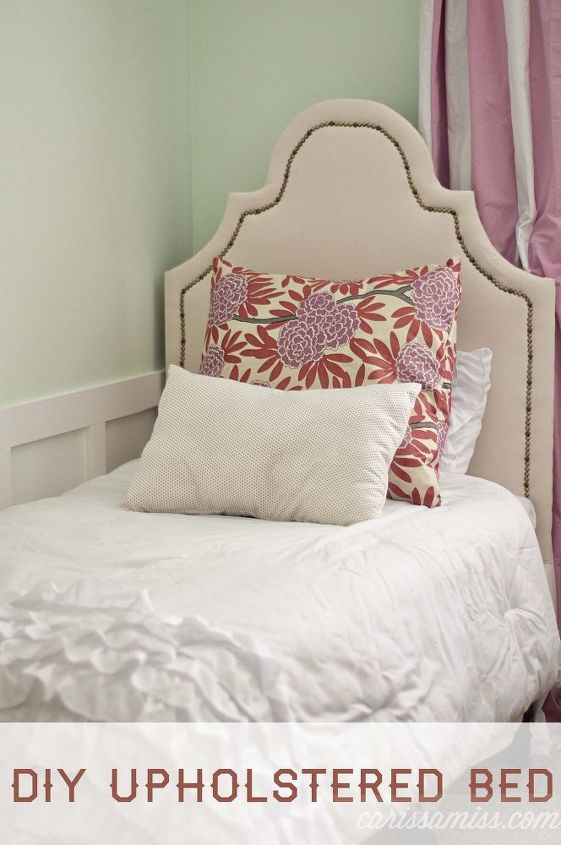 diy upholstered bed, bedroom ideas, home decor, painted furniture, reupholster
