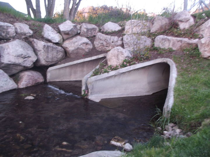 stream with cement in need of camoflauging, concrete masonry, landscape, outdoor living, ponds water features