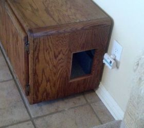 new kitty potty repurposed cabinet, painted furniture, repurposing upcycling, I even put a nightlight outside their door