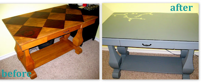 fabulous finds of the week which do you want to try, chalkboard paint, crafts, painted furniture, This desk is by Jamie with C R A F T I love the color and it seemed less daunting for a first timer like me Jamie was so helpful with her advice She said to check thrift stores and second hand stores often make sure the desk is real wood sturdy and has nice lines Then all you need is some sand paper and a few bottles of spray paint to give the desk a fresh look in any color you want You can see the whole project including the rest of that room which is awesome btw here