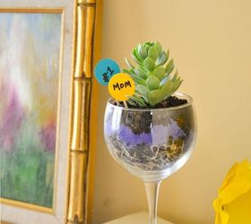 wine glass succulent planter, crafts, flowers, gardening, succulents
