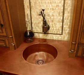 copper countertop with integrated sink, countertops, home decor