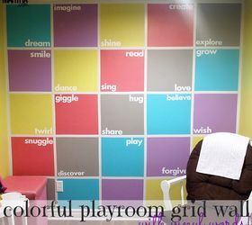 colorful playroom accent wall, entertainment rec rooms, paint colors, painting, wall decor