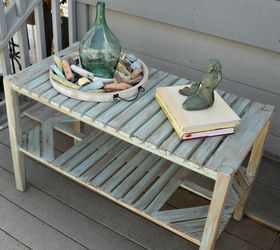 mermaid inspired upcycle, outdoor furniture, outdoor living, painted furniture, rustic furniture