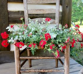 free junk chair repurposed into a garden planter, gardening, painted furniture
