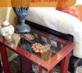 stenciled copper leaf table, chalk paint, painted furniture