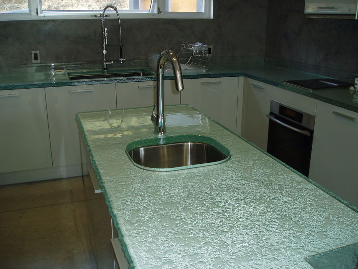 q have you ever considered glass for your kitchen, countertops, home decor, kitchen design