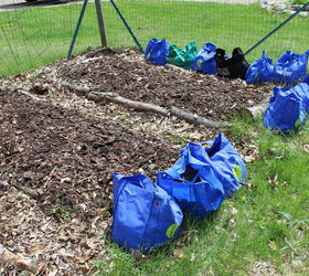 recycle bags in the small house garden the 10 00 experiment, gardening, raised garden beds, repurposing upcycling