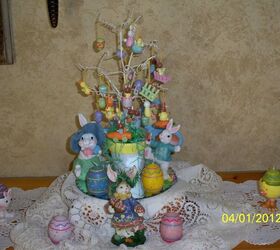 spring has sprung and easter is almost here, christmas decorations, easter decorations, seasonal holiday d cor, wreaths, Small table top display Mini Easter Tree w teeny tiny ornaments More bunnies and colorful egg candles