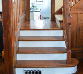 stairway to heaven, flooring, foyer, kitchen design, woodworking projects, Refinished stairs in the front entry