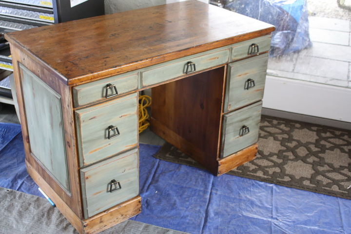 built by habitant knotty pine furniture in the 50 s upcycled by shabby daze in 2012, painted furniture, nice floor huh