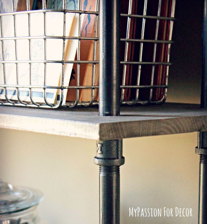 diy industrial pipe and wood shelving, repurposing upcycling, shelving ideas