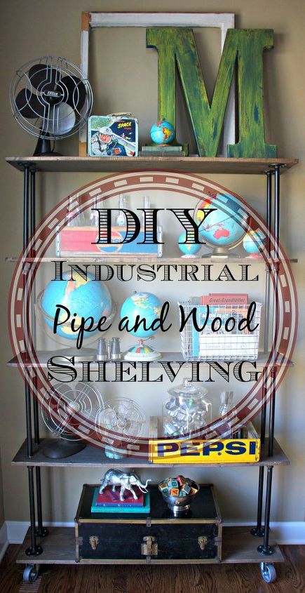 diy industrial pipe and wood shelving, repurposing upcycling, shelving ideas