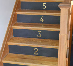 painted and numbered stairs, diy, foyer, painting, stairs