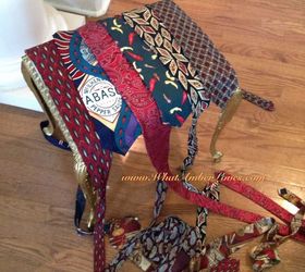 upcycled tobasco necktie upholstery, painted furniture, repurposing upcycling, reupholster, window treatments