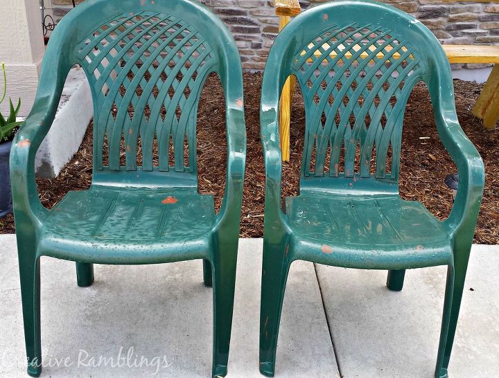 painted plastic chairs mini deck makeover, decks, outdoor furniture, painted furniture