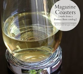 magazine coasters made from a pottery barn catalog, crafts, repurposing upcycling