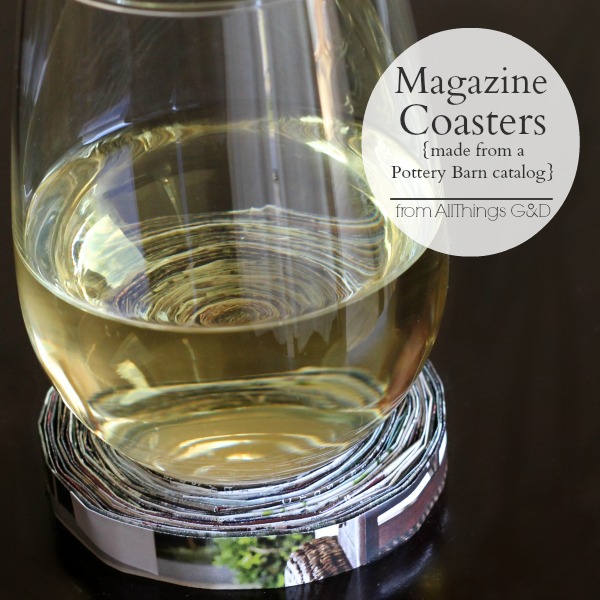 magazine coasters made from a pottery barn catalog, crafts, repurposing upcycling