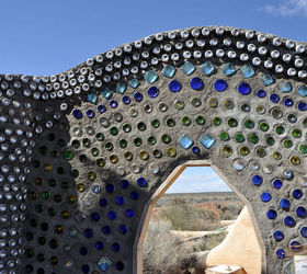 earthship visit, home decor, repurposing upcycling, Bottle wall