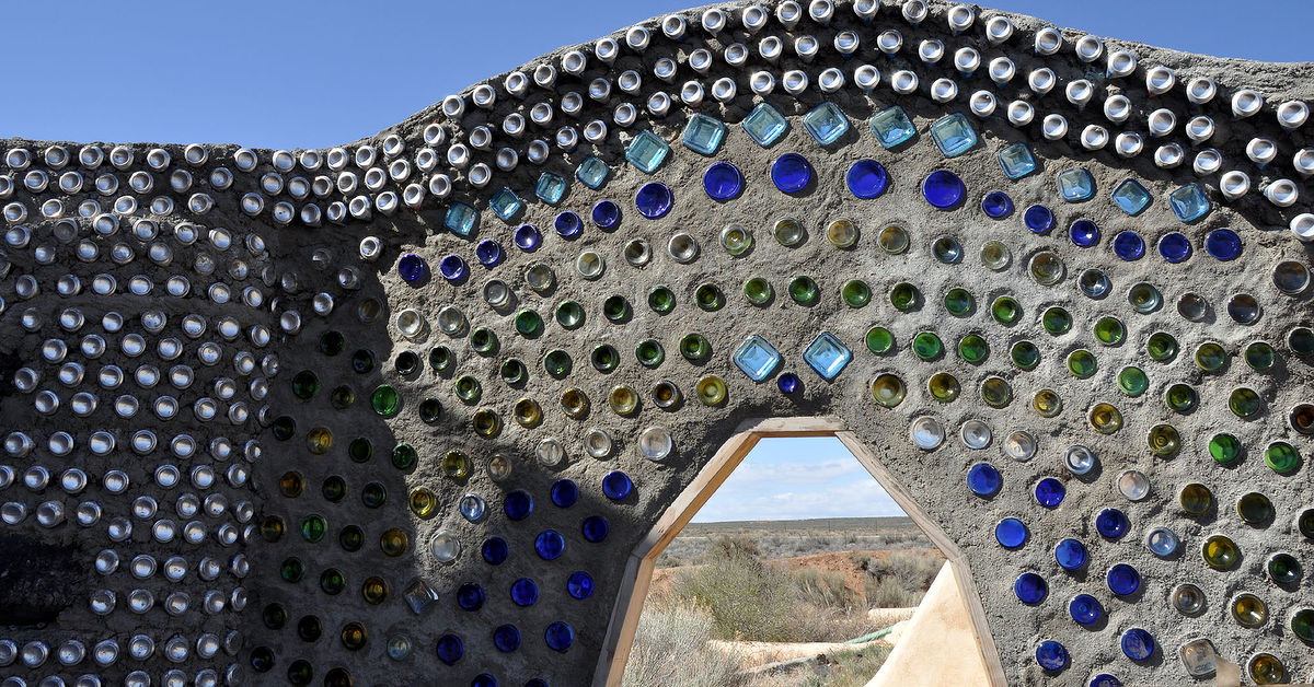 Bottle Wall "Art" About 1/2 way between our cabin and Taos, NM li...