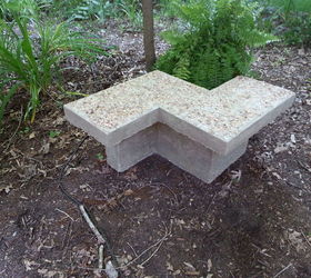 chevron inspired concrete garden bench, concrete masonry, gardening, outdoor furniture, outdoor living, painted furniture