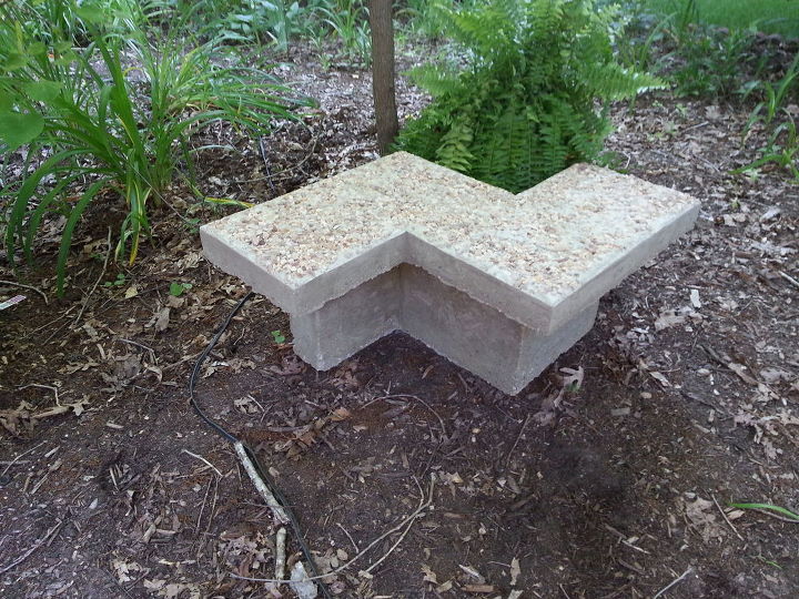 chevron inspired concrete garden bench, concrete masonry, gardening, outdoor furniture, outdoor living, painted furniture