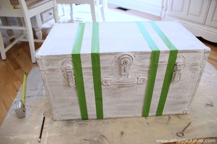 travel trunk chalk paint makeover, home decor, repurposing upcycling