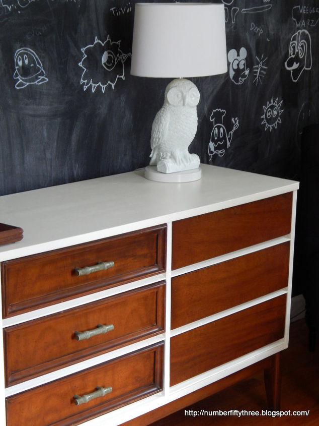 repaired refurbished mcm dresser, painted furniture