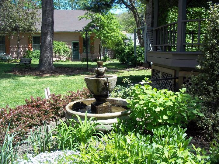fountain garden, gardening, ponds water features