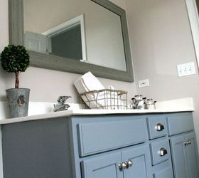 bathroom oak vanity makeover with latex paint | hometalk