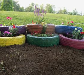 my flower tire garden, flowers, gardening, outdoor living, My finished tire garden