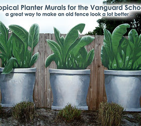 covering an ugly fence with plants you never have to water, fences, outdoor living, painting, tropical plants fence mural panels