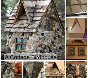 a stone cottage birdhouse, crafts