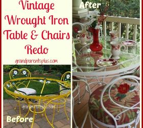 vintage wrought iron table and chairs redo, outdoor furniture, painted furniture