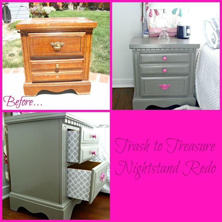 trash to treasure nightstand redo, painted furniture