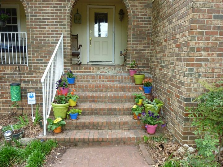 painted flower pots for color, curb appeal, flowers, outdoor living, porches