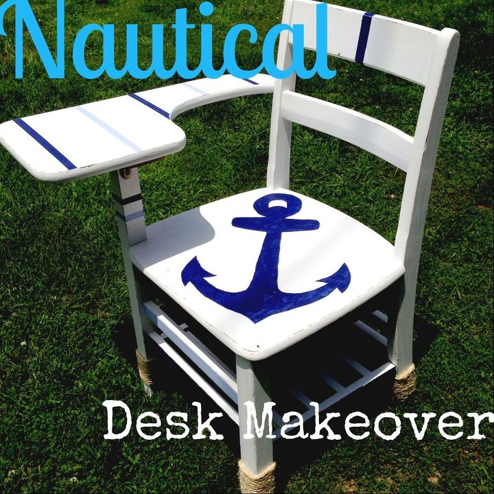 school desk nautical makeover, home decor, painted furniture
