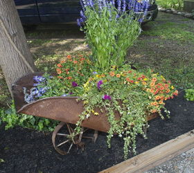 gardening wheelbarrow planter, flowers, gardening, repurposing upcycling