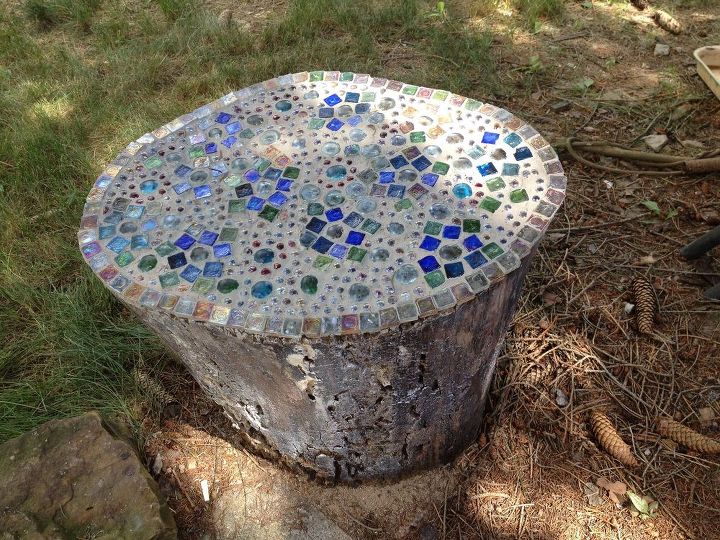 gardening mosaic stump outdoor decor craft, crafts, gardening