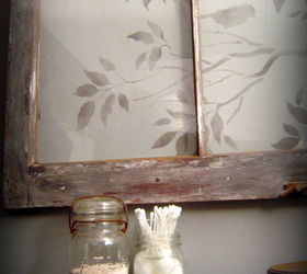 old window with a stenciled view, home decor, repurposing upcycling