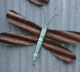 Dragonflies made from re-purposed materials