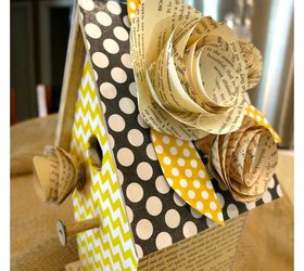 DIY Decorative Birdhouse With Vintage Book Pages and Scrapbook Paper